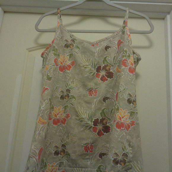 BOHO FLORALS COTTONY STRETCH SEMI SUPPORT TANK CAMI L - Picture 4 of 4